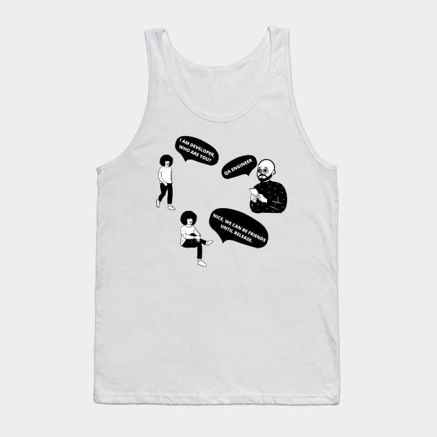 Software Developer QA Engineer Deploy Release QA Tester Joke Developer Meme Release Joke Tank Top by ohsheep